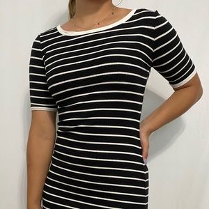 FOREVER 21 striped bodycon dress with short sleeves